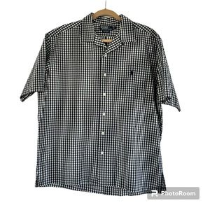 Polo by Ralph Lauren Caldwell, 100% Cotton Navy Gingham, Short Sleeve, Men’s L